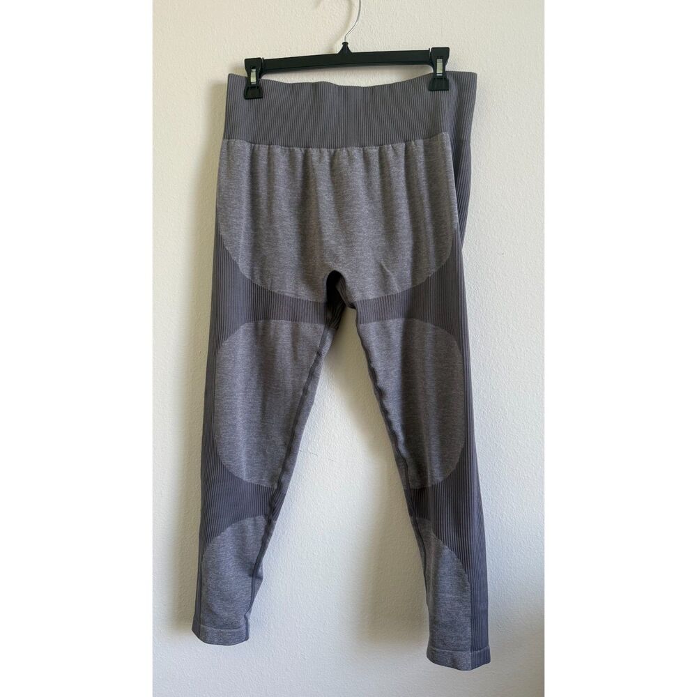 PrettyLittleThing XXL Gray Ribbed Seamless Panel Leggings High Waist Activewear